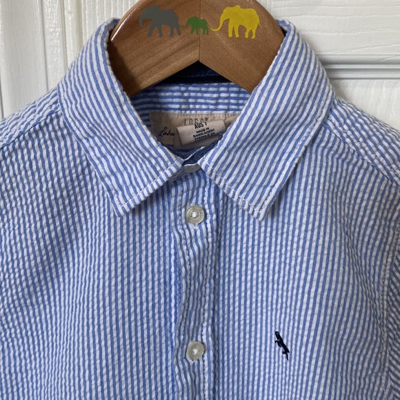 Boy’s Button Down Seersucker Short Sleeve Shirt Sz 6-7 - Picture 2 of 3